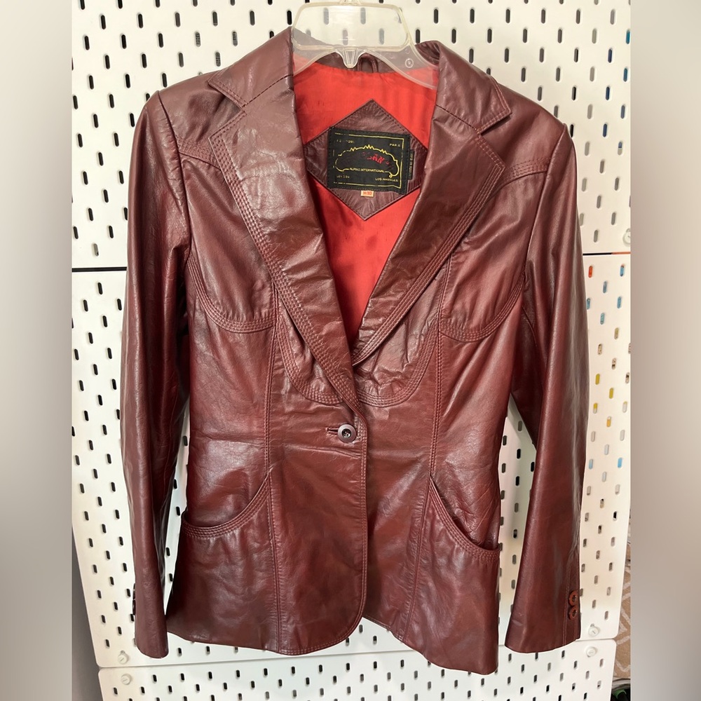 Vintage 1970s Casablanca Leather Jacket Burgundy